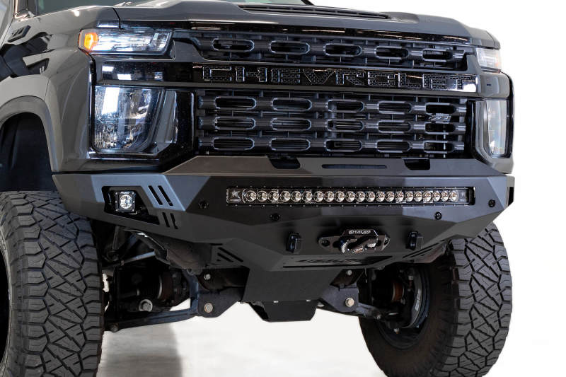 Chevrolet Silverado 2500 Bumper - Front - Addictive Desert Designs - Stealth Fighter - Hammer Black with Satin Black Panels - `20-`27
